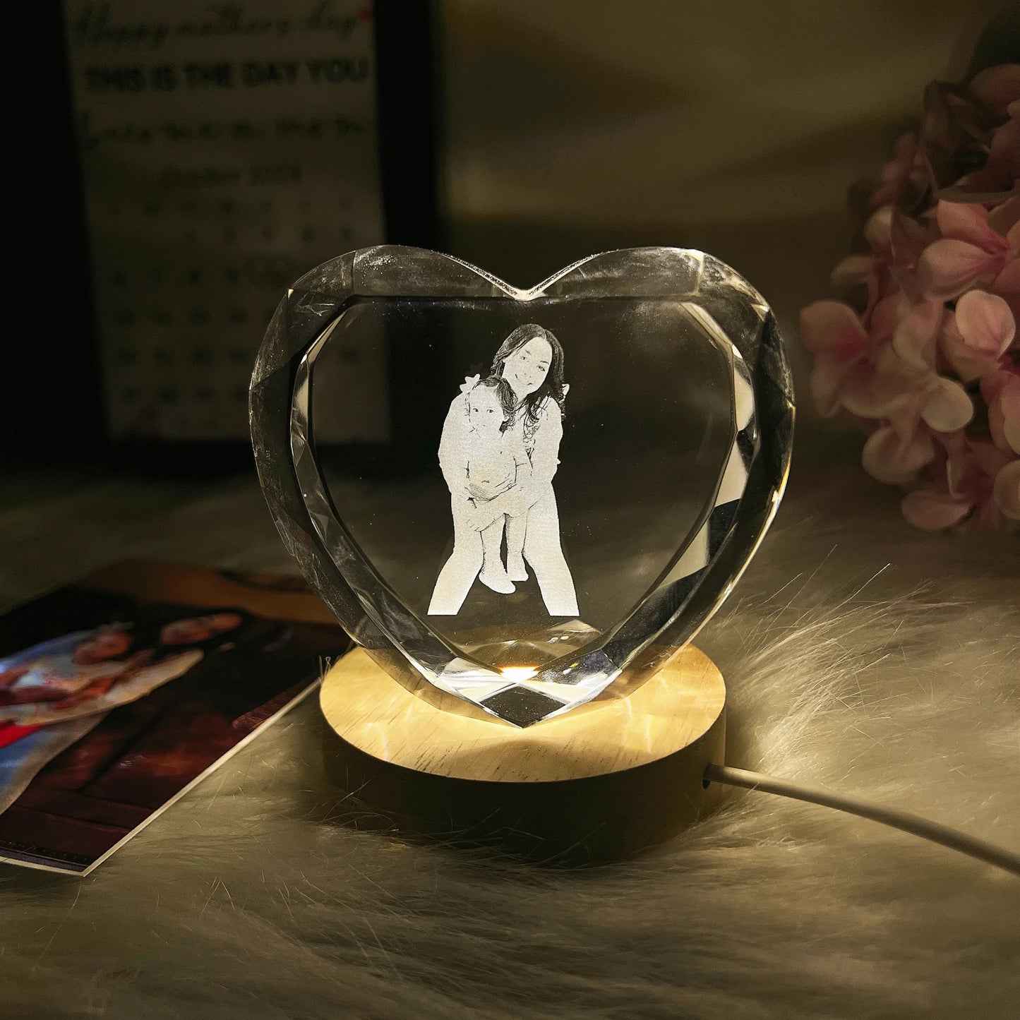 3D Heart Crystal Photo - Mothers‘Day Gift