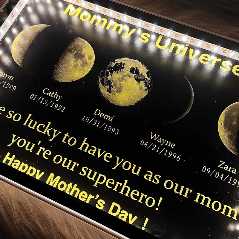 Multi Moon Moon Phase Mirror Lamp - Mothers'day Gift