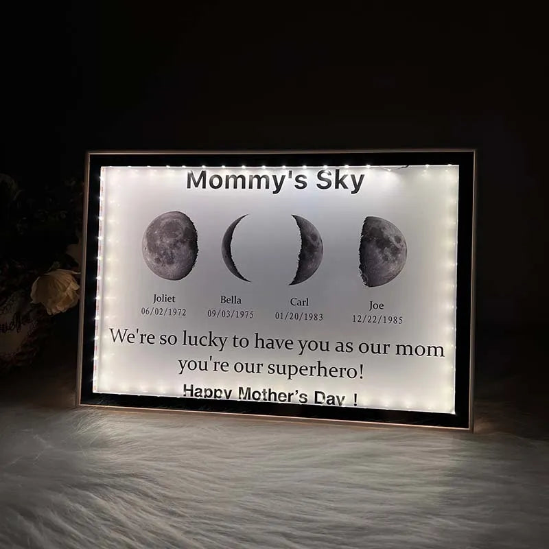 Multi Moon Moon Phase Mirror Lamp - Mothers'day Gift