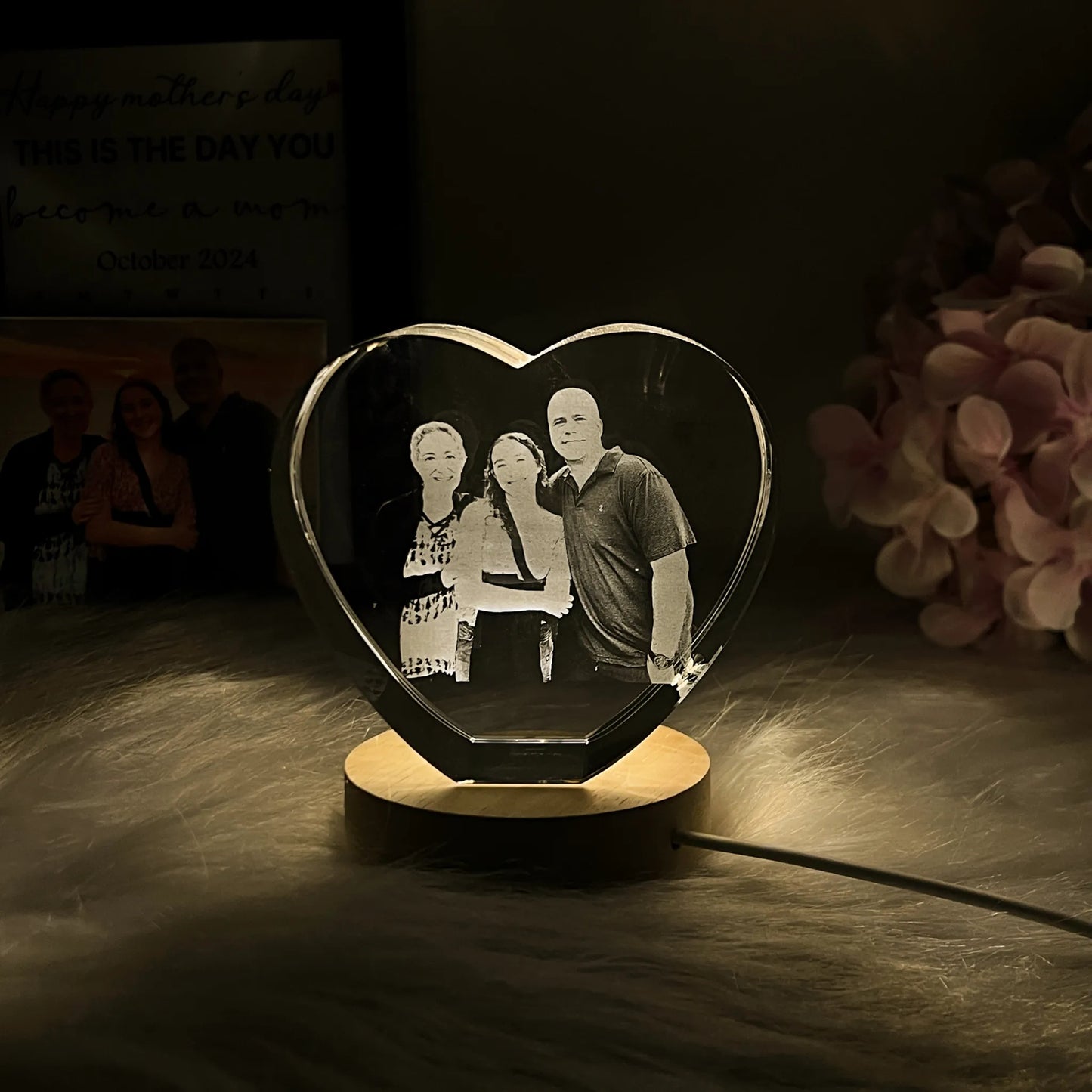 3D Heart Crystal Photo - Mothers‘Day Gift
