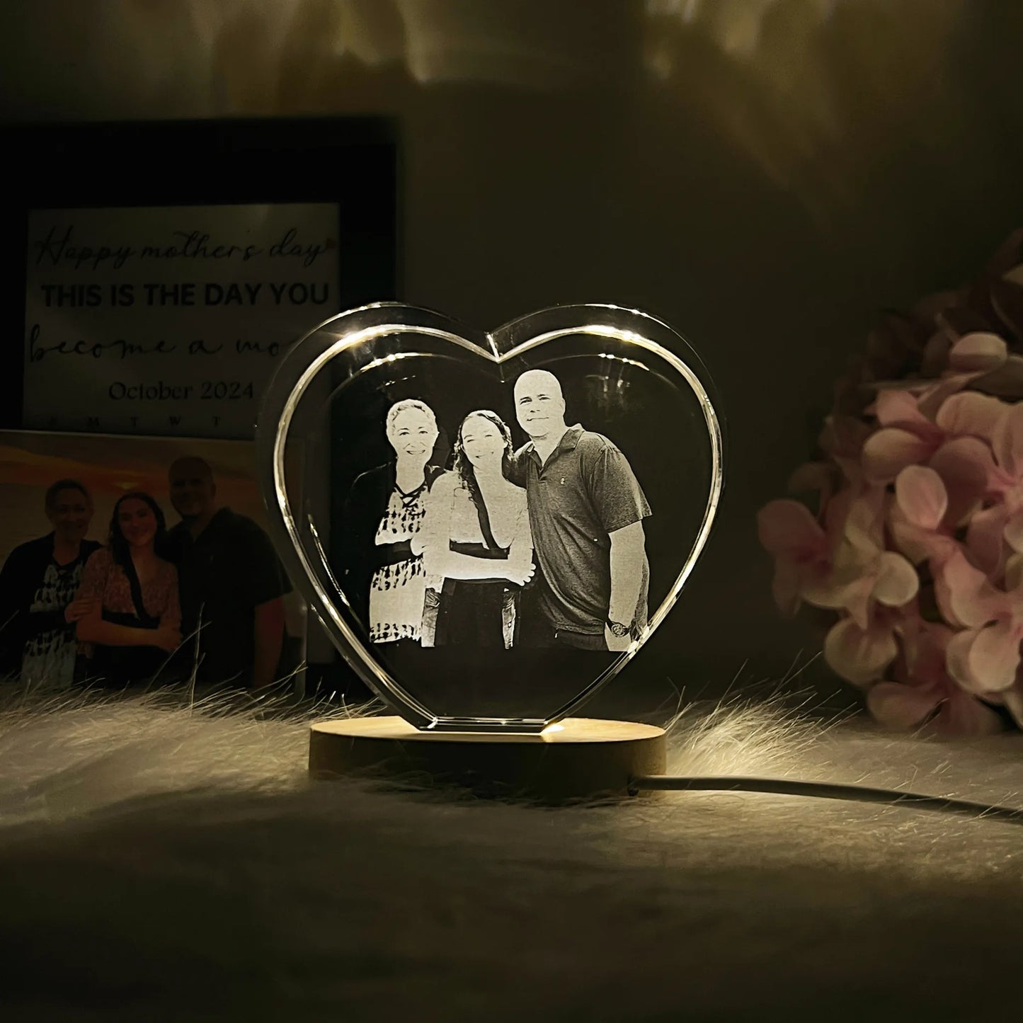 3D Heart Crystal Photo - Mothers‘Day Gift