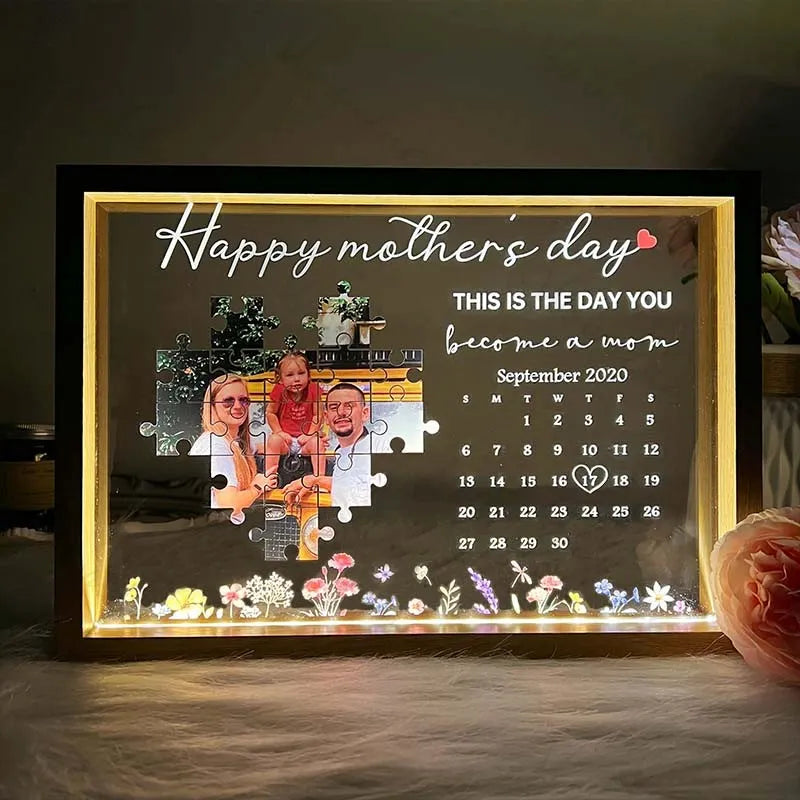 This is the day you become a mom , Light Frame - Mothers'day Gift