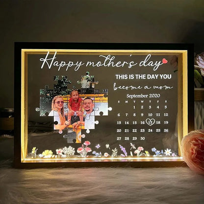 This is the day you become a mom , Light Frame - Mothers'day Gift