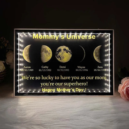 Multi Moon Moon Phase Mirror Lamp - Mothers'day Gift