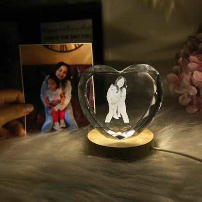 3D Heart Crystal Photo  - Mothers‘Day Gift