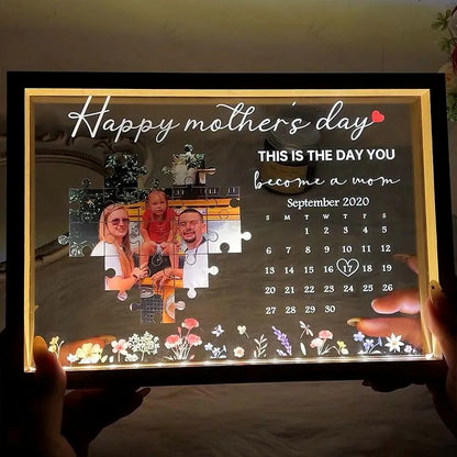 This is the day you become a mom , Light Frame - Mothers'day Gift