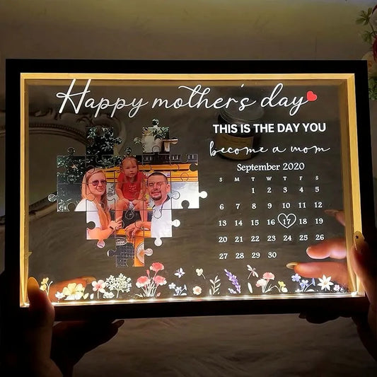 This is the day you become a mom , Light Frame - Mothers'day Gift
