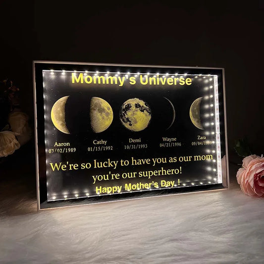 Multi Moon Moon Phase Mirror Lamp - Mothers'day Gift