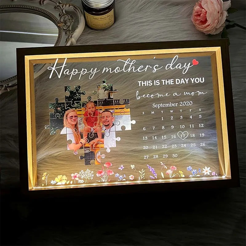 This is the day you become a mom , Light Frame - Mothers'day Gift