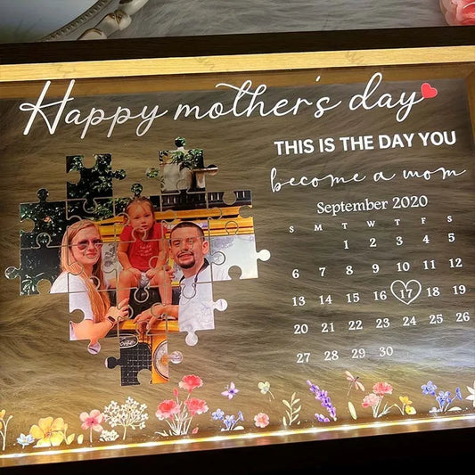 This is the day you become a mom , Light Frame - Mothers'day Gift